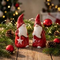 Artikel Weihnachtsmann Figur Nikolaus Rot, Weiß Keramik H13,5cm 2St