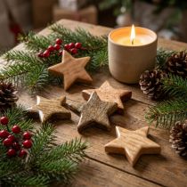 Artikel Holzsterne Streudeko Stern Weihnachten Natur Glanz H5cm 12 St