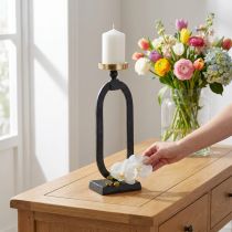 Artikel Kerzenhalter Schwarz Gold Deko Gusseisen Ø10,5cm 46cm