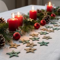 Artikel Streudeko Holz Stern Grün, Glitter Weihnachtsstern Mix 4cm 72 St
