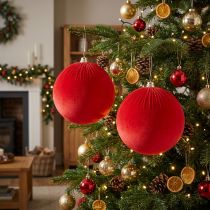 Artikel Weihnachtskugel Rot Samt Ø25cm Aufhänger 2 Stück Innenbereich