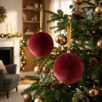 Artikel Weihnachtskugel Samt Rot 25cm 2er-Set für Innen