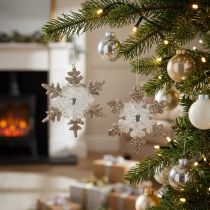 Artikel Christbaumschmuck Schneeflocke Glitter Perle 2St
