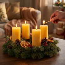 Artikel Stumpenkerzen Rustic Gelb 60/110mm 4 Stk - Lange Brenndauer, RAL-Zertifiziert, Adventskranz Deko