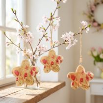 Artikel Holzanhänger Frühling Blumen Natur Pink Anhänger H9cm 4 St Deko
