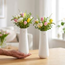 Artikel Elegante Keramikvase Weiß Gold mit Vogel Deko Ø6,5cm H19cm 2 St