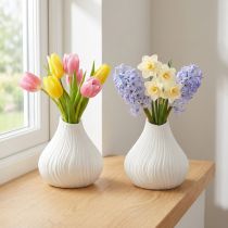 Artikel Blumenvase Keramik Zwiebelform Weiß Ø13cm H13,5cm 2St