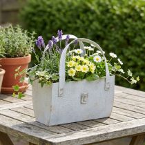 Artikel Metalltasche Vintage Grau 28 cm mit Henkel für vielseitige Deko-Ideen