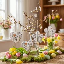 Artikel Hängedeko Metall Deko Herzen und Blumen Weiß 10cm 4 St