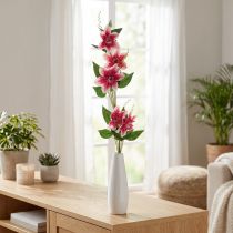 Artikel Clematiszweig mit 5 Blüten, Kunstblume, Deko-Zweig Pink, Weiß L84cm