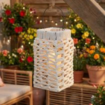 Artikel Windlicht zum Hängen, Sommerdeko, Laterne, Makramee H35,5cm B19cm