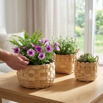 Artikel Natur Pflanzkorb Set 3er-Set Blumenkorb Übertopf Boho Deko Korb Geflecht Ø18/23/29cm