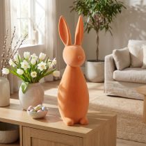 Artikel Deko Hase Deko-Osterhase Beflockt Orange Apricot H69cm