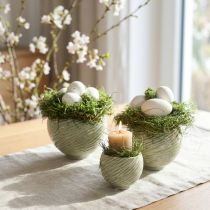 Artikel Keramikschalen Grün Spiral Design Ø9cm H7cm 4er Set