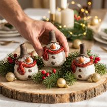 Artikel Keramik Schneemann Figur, Weiß, 6,9cm – Winterliche Weihnachtsdeko – 6 St