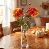 Artikel Künstliche Dahlien Blumen Orange Rot Deko Ø10cm L80cm 2er-Set