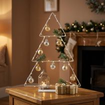 Artikel Weihnachtsbaum Metall Weiß zum Stellen, Dekorieren, 41cm, Festliche Tischdeko, Puristisch