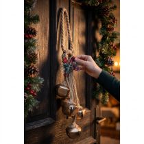 Artikel Große Weihnachtsglocken Gold-Deko mit Schleife und Tannengrün, Festliche Tür- und Raumdekoration, 51cm