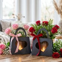 Artikel Windlicht Metall Deko Tasche Herz Anthrazit 18cm 2er Set – Kerzenlicht Ergänzung