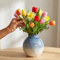 Artikel Keramikvase Blau Weiß Glasiert, Geflochtene Optik H18,5cm Dekoration