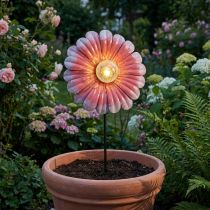 Artikel Solar LED Blume Gartenleuchte Rosa Metall Outdoor Solar-Gartenbeleuchtung