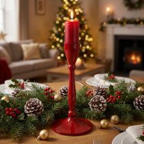 Artikel Kerzenhalter Stabkerzen Rot Metall 17cm Weihnachtsdekoration