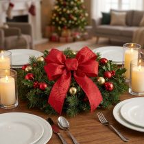 Artikel Festliches Weihnachtsband Rot mit Floralen Ornamenten 60mm 15m Geschenk & Deko