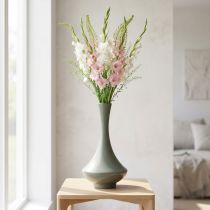 Artikel Elegante Vase geschwungene Form 33cm aus Metall in Mattgrün