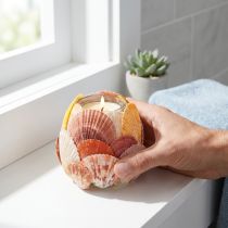 Artikel Glas-Teelichthalter 12 cm mit echten Muscheln für Innenbereiche