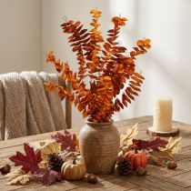 Artikel Kunstpflanzen Herbstdeko Kunstzweig Blätter Orange 46cm