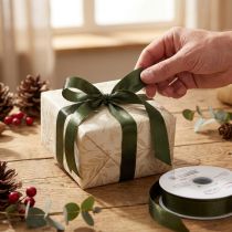 Artikel Dekoband Taftband 10mm x 50m Moosgrün für Geschenkverpackungen