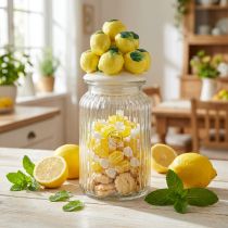 Artikel Bonboniere Glas Keramik Zitronen Sommer Ø11cm H27cm