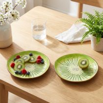 Artikel Keramikteller mit Kiwi-Motiv, rund, 16 cm, Set aus 2 Tellern, dekorativ und vielseitig