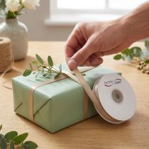 Artikel Geschenkband Stoff Beige 10mm x 50m für Verpackungen und Dekoration
