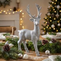 Artikel Dekofigur Hirsch Silber Glitter 25cm x 12cm