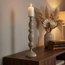 Artikel Hoher Stabkerzenhalter Grau Gold Metall Modern 51cm