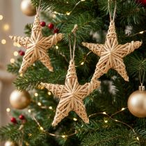 Artikel Deko Sterne 11cm Christbaumschmuck aus Rattan Natur 6er Set