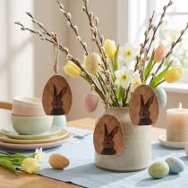Artikel Osteranhänger Hase im Ei Holz Jute Natur 8x10,5cm 4St - Landhausdeko für Floristen