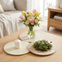 Artikel Untersetzer Tisch Deko Blumen Beige Braun Ø20cm 3 St - Elegante Tischdekoration und Schutz