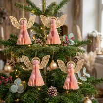 Artikel Engel Papieranhänger Weihnachten Apricot Gold 12cm 4er Set