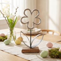 Artikel Metall Blume Deko Silbern Schwarz Tischdeko Frühling H36cm