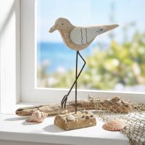 Artikel Meeresdeko, Deko-Möwe aus Holz, Shabby Chic, Blau-Weiß H32cm