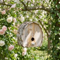 Artikel Deko-Nistkasten, Vogelhaus aus Holz, Gartendeko Natur, Weiß gewaschen H22cm B21cm