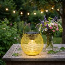 Artikel Solar Gartenlaterne Gelb aus Metall mit LED Warmweiß 12 cm
