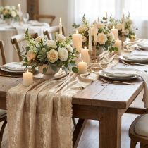 Artikel Tischband Gold Beige Polyester Vintage Optik 47cm x 1,5m Dekoband