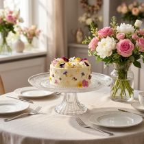 Artikel Glas-Tortenplatte auf Fuß, Ø 20cm - Elegante Kuchenpräsentation für Feiern und Events