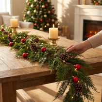Artikel Tannengirlande Thuja Grün mit Früchten Dekohänger Weihnachtsdeko Kunstgirlande Festlich L175cm