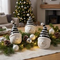 Artikel Schneemann Figur Deko Keramik Schwarz Weiß 12,5cm 3St