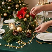 Artikel Weihnachtsband Lichterkette Optik Gold-Silber 12mm x 5m für festliche Deko