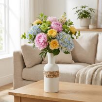 Artikel Blumenvase weiß Keramik und Seegras Vase Tischdeko H22,5cm